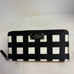 Kate Spade Grove Street Pop Art Check Neda Zip Around Wallet